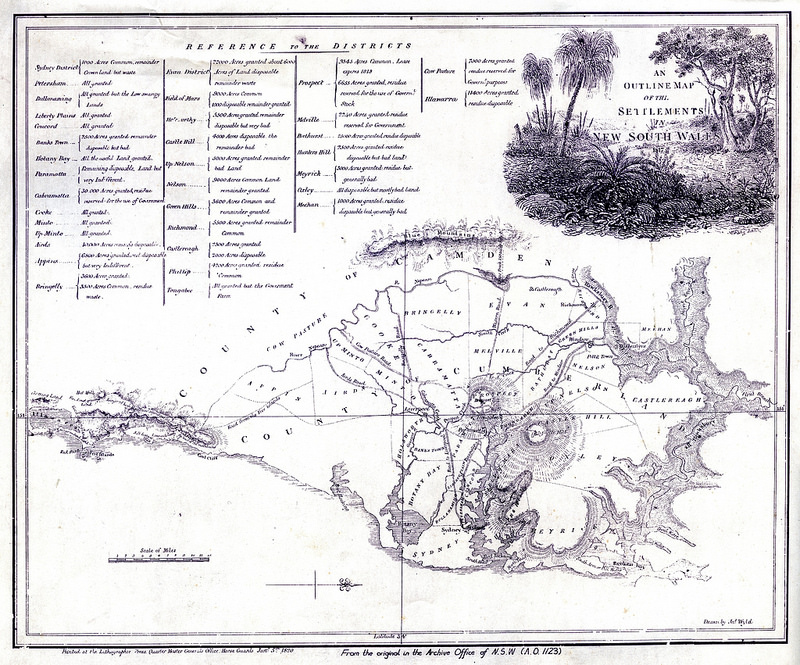 An Outline Map of the Settlements in NSW 1817 | by Blue Mountains Library, Local Studies